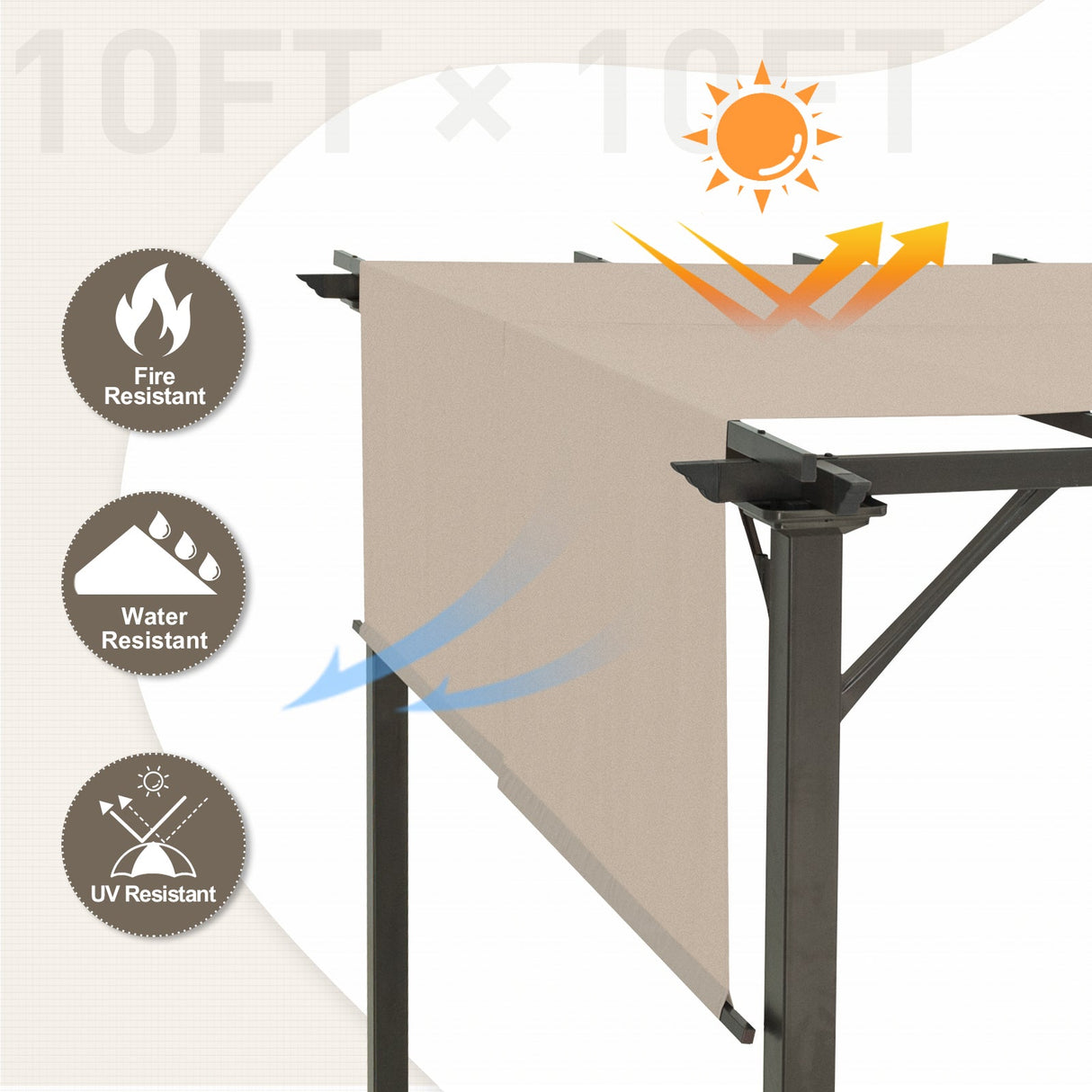 10 Ft x 10 Ft Metal Pergola with Polyester Top - Eagle Peak Custom Canopy Tent