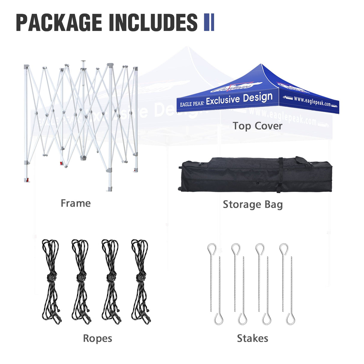 10x10 Alpine Custom Commercial Canopy High Peak Frame, Pop Up Custom Canopy Tent with Logo, Vendor Branded Logo - Eagle Peak Custom Canopy Tent