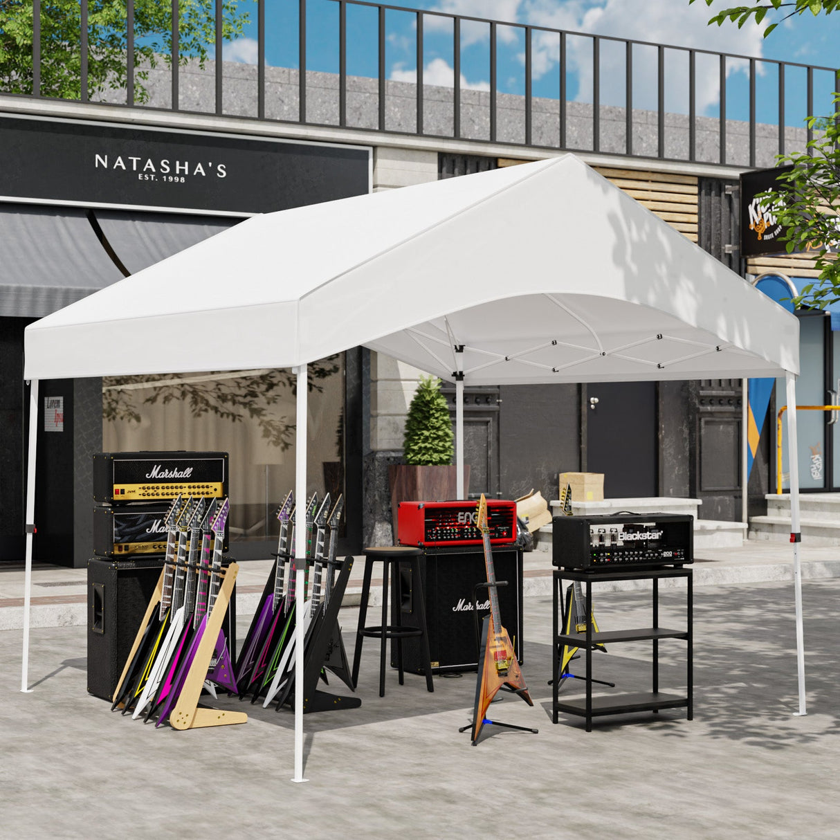 10x10 Commercial Canopy with Gable Roof, White - Eagle Peak Custom Canopy Tent