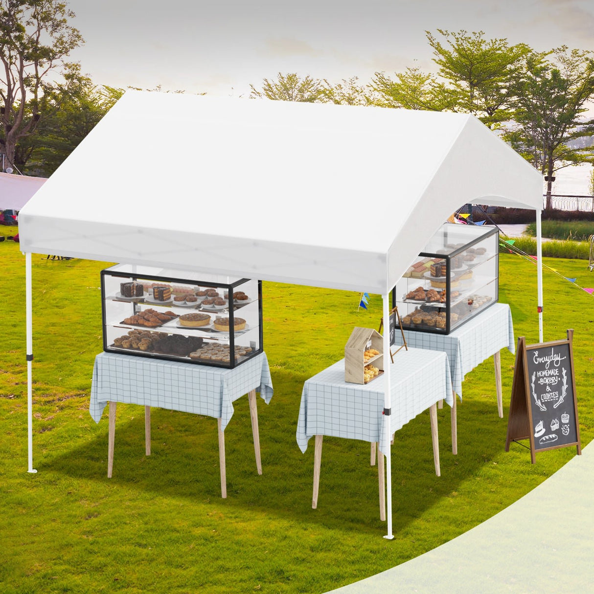 10x10 Commercial Canopy with Gable Roof, White - Eagle Peak Custom Canopy Tent