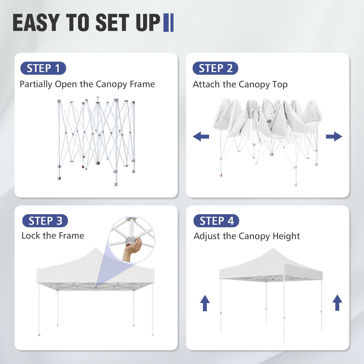 10x10 Commercial Canopy with High Peak, White - Eagle Peak Custom Canopy Tent
