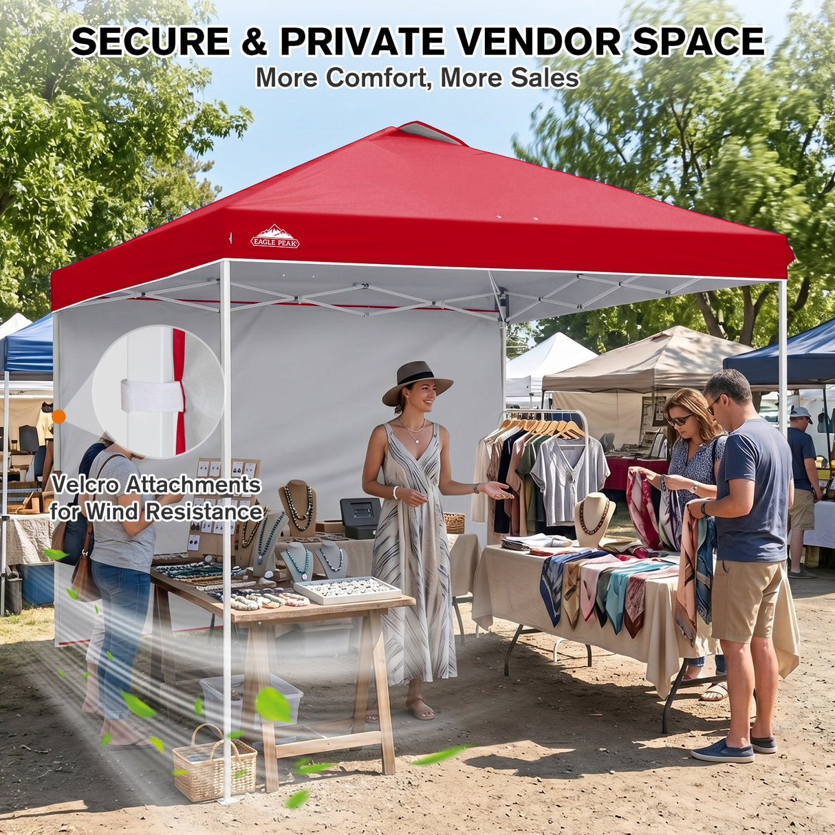 10x10 Commercial Pop up Canopy with 1 Sidewall - Eagle Peak®