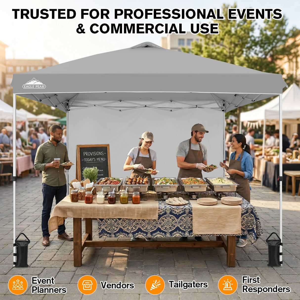 10x10 Commercial Pop up Canopy with 1 Sidewall - Eagle Peak®