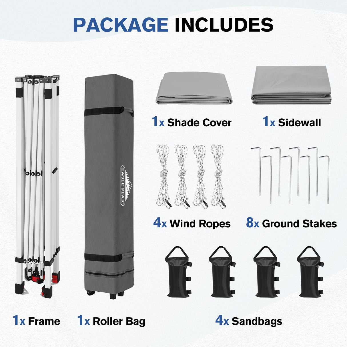 10x10 Commercial Pop up Canopy with 1 Sidewall - Eagle Peak®