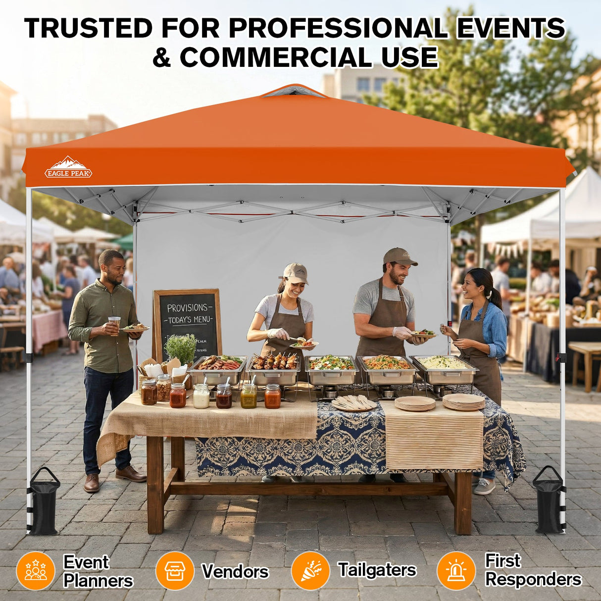 10x10 Commercial Pop up Canopy with 1 Sidewall - Eagle Peak®