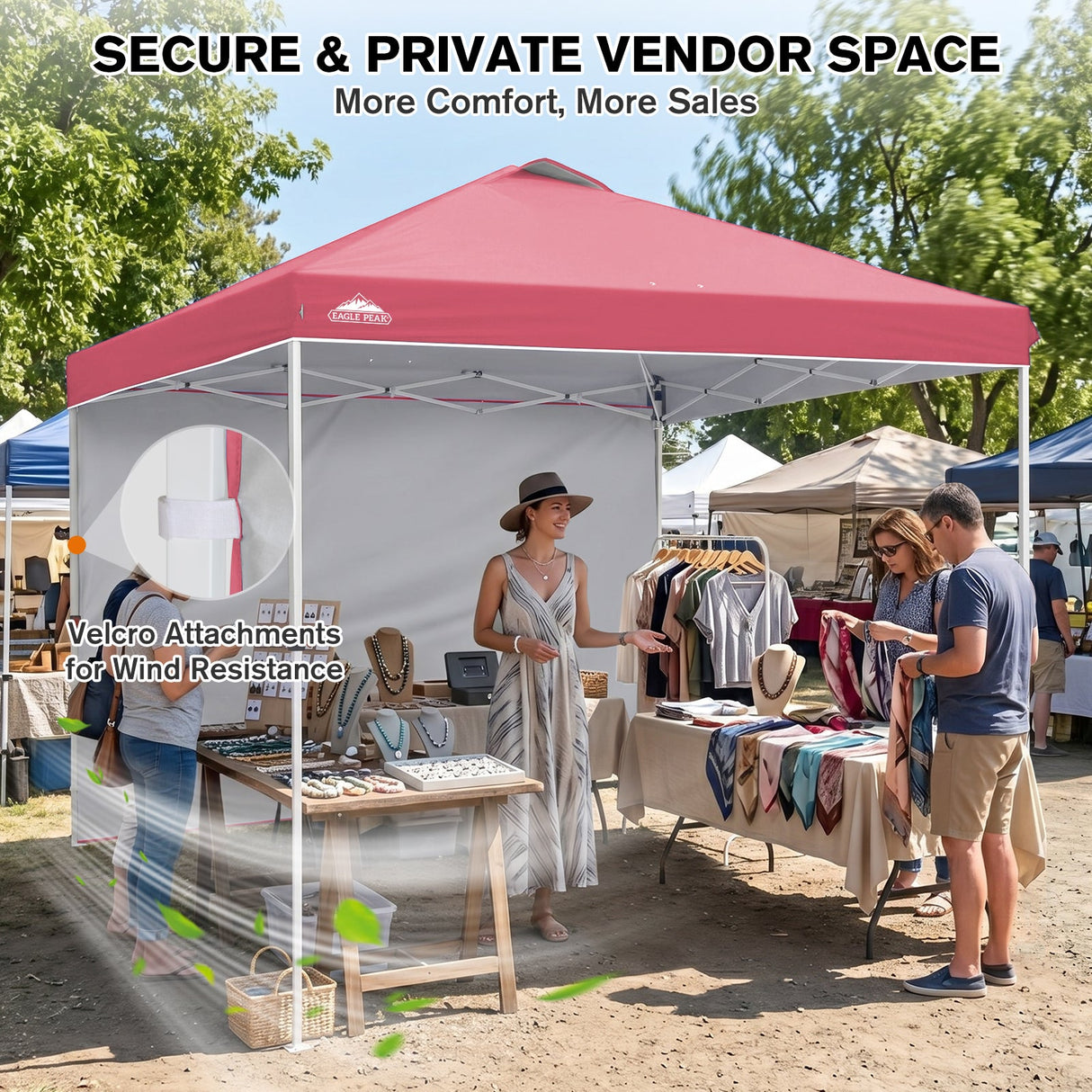 10x10 Commercial Pop up Canopy with 1 Sidewall - Eagle Peak®