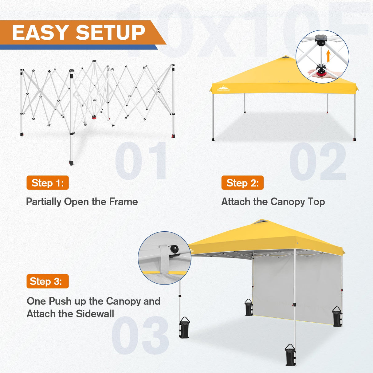 10x10 Commercial Pop up Canopy with 1 Sidewall - Eagle Peak Custom Canopy Tent