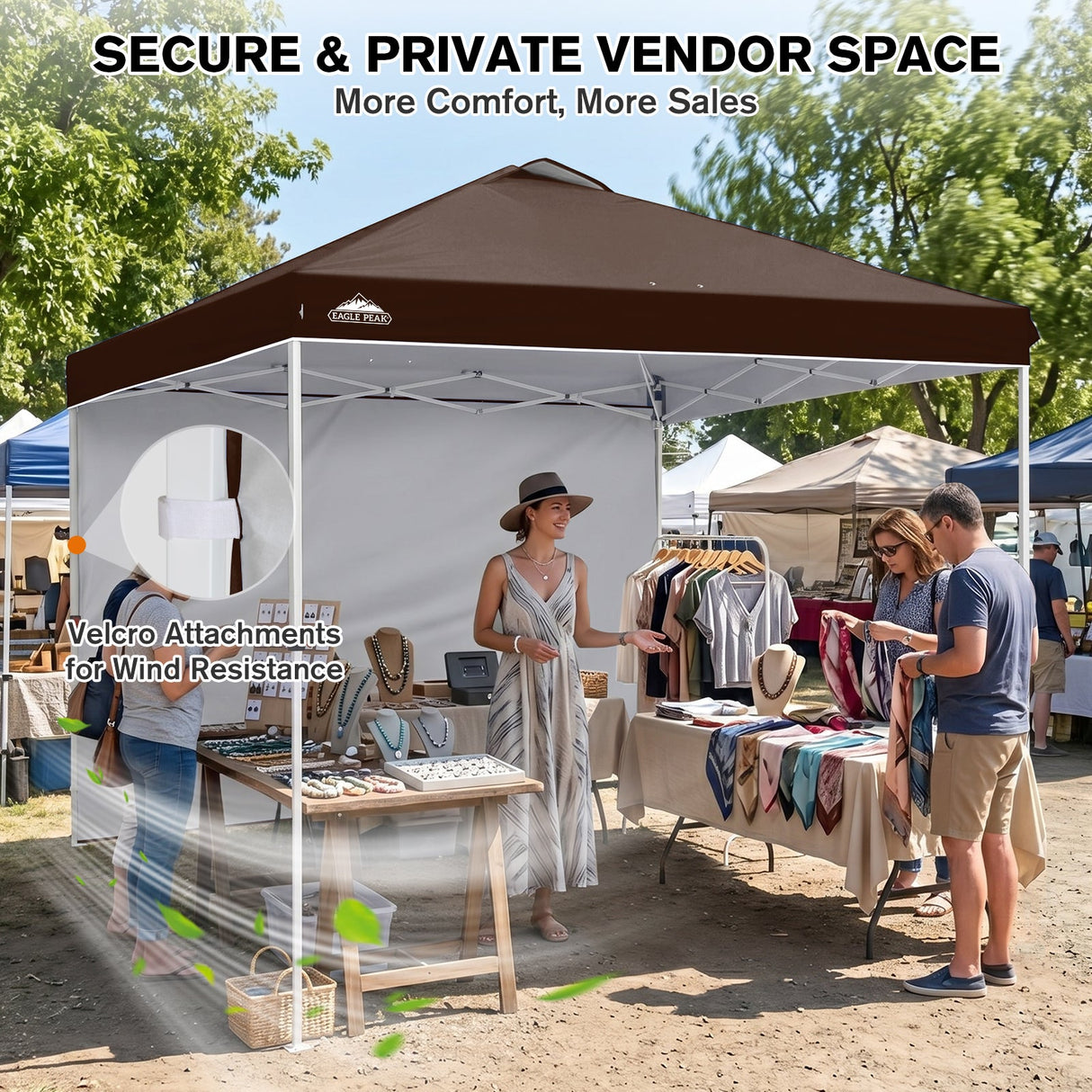 10x10 Commercial Pop up Canopy with 1 Sidewall - Eagle Peak®