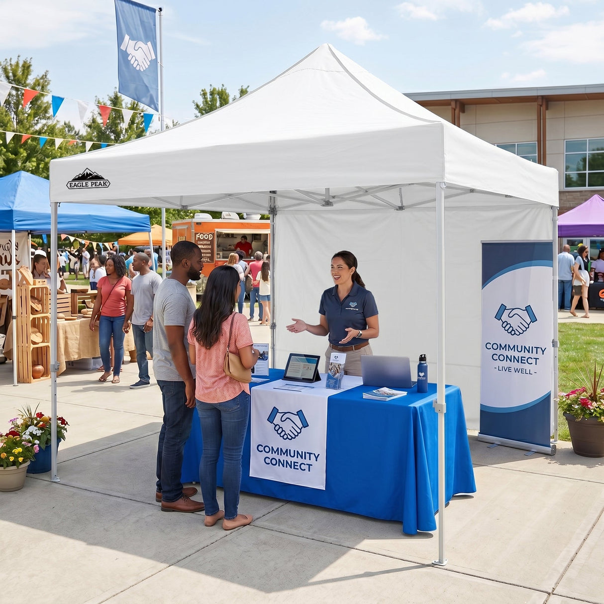 10x10 Heavy Duty Pop up Commercial Canopy Tent with One Removable Sidewall - Eagle Peak