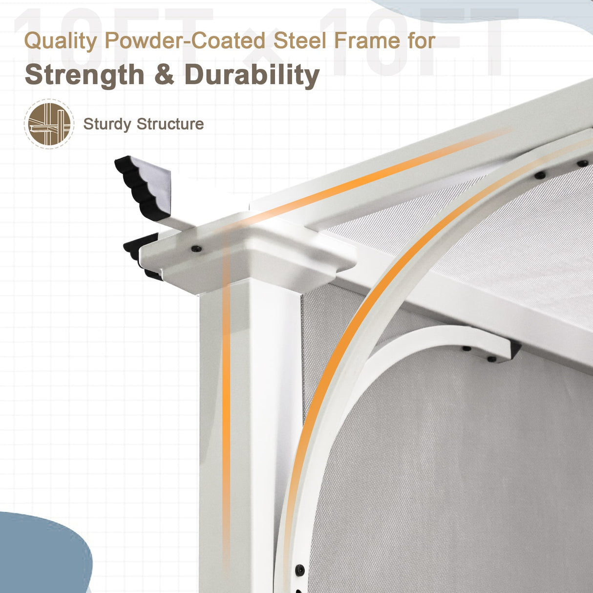 10x10 Metal Pergola with Textilene Top - Eagle Peak Custom Canopy Tent