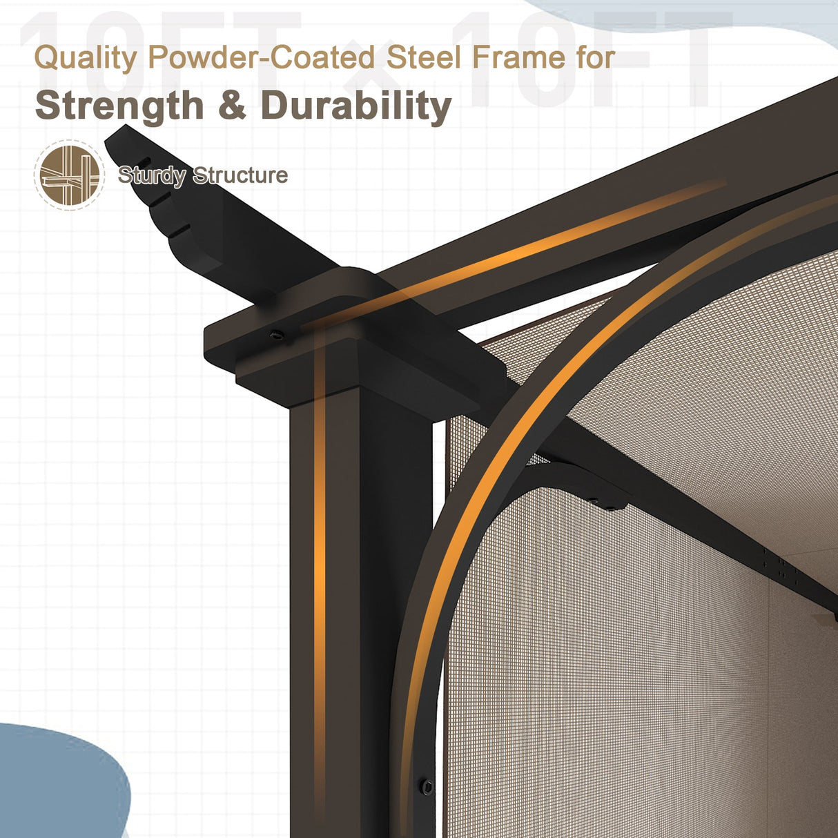 10x10 Metal Pergola with Textilene Top - Eagle Peak Custom Canopy Tent