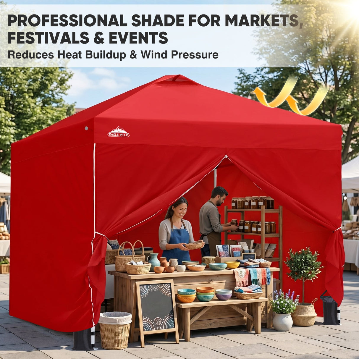 10x10 Pop Up Canopy Tent with Four Sidewalls - Eagle Peak
