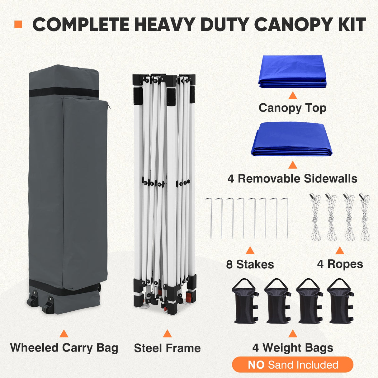 10x10 Pop Up Canopy Tent with Four Sidewalls - Eagle Peak