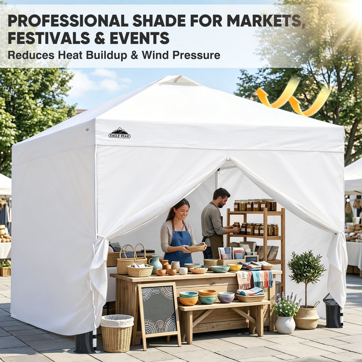 10x10 Pop Up Canopy Tent with Four Sidewalls - Eagle Peak