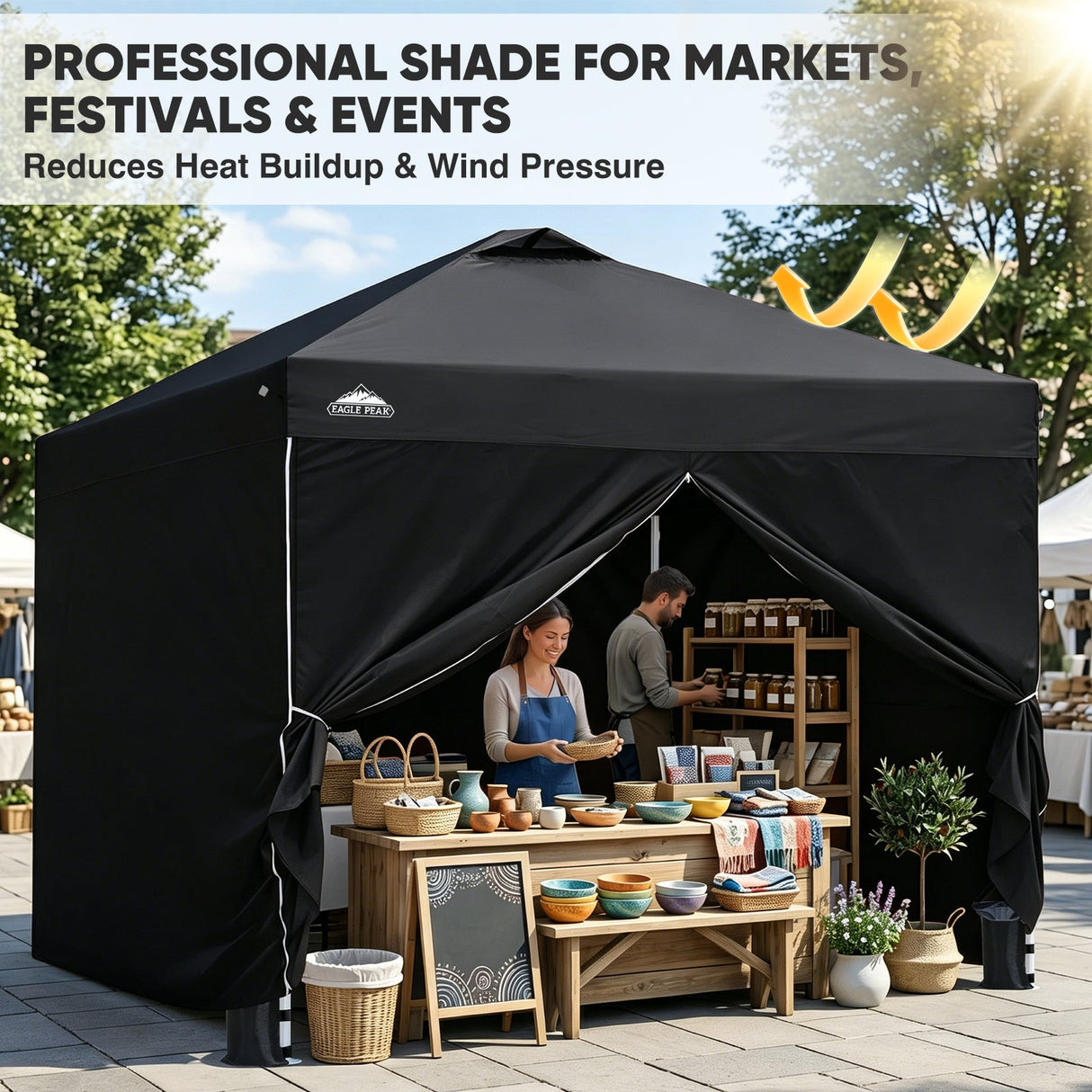 10x10 Pop Up Canopy Tent with Four Sidewalls - Eagle Peak