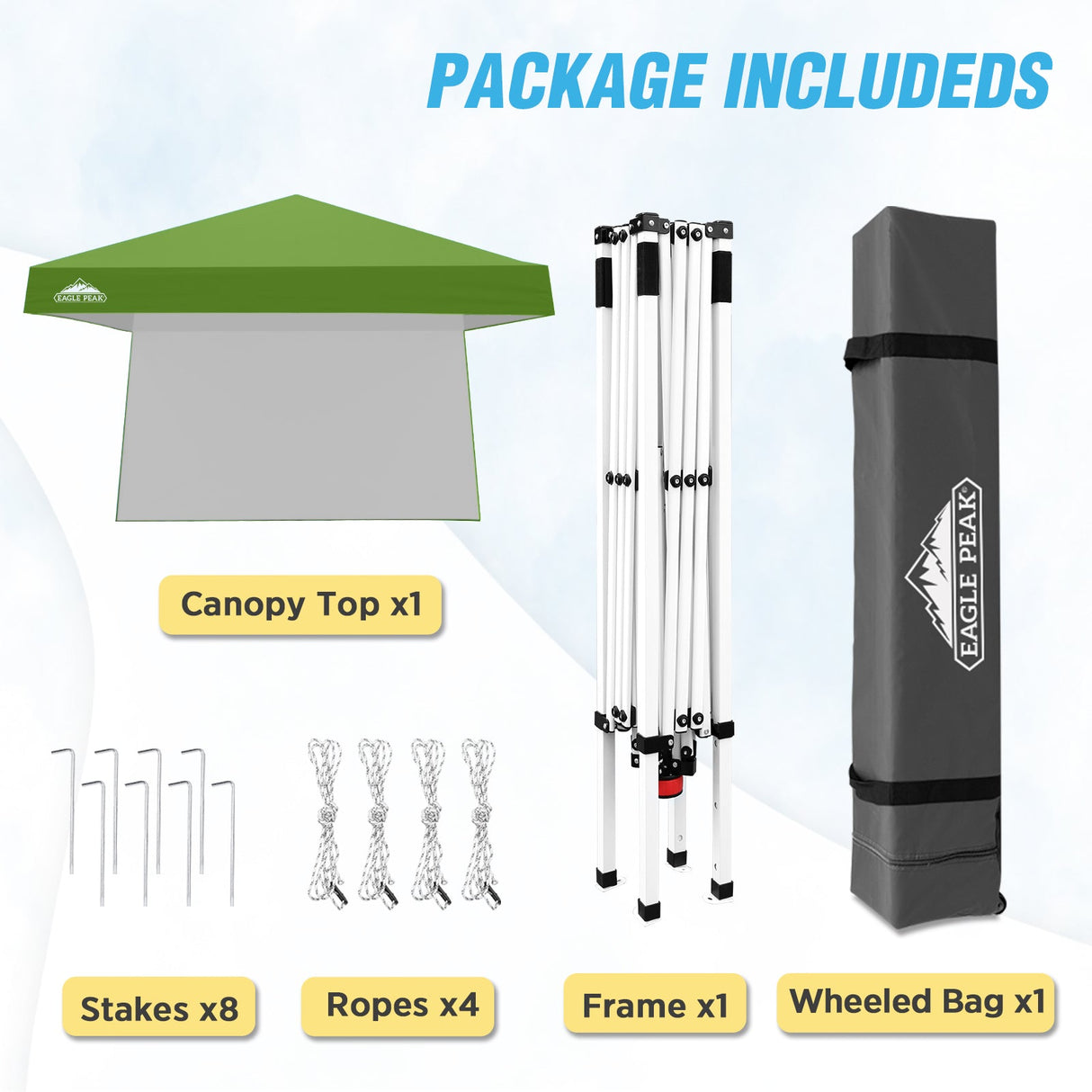 10x10 Pop Up Canopy Tent with Wall Panel, 10x10 Base 8x8 Top - Eagle Peak Custom Canopy Tent