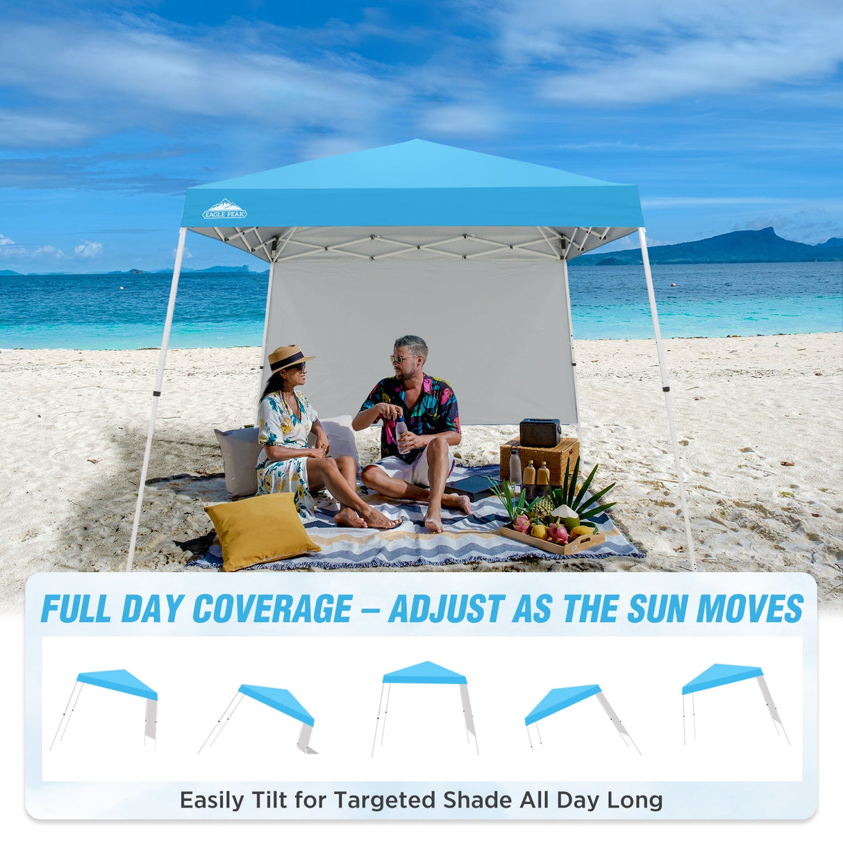 10x10 Pop Up Canopy Tent with Wall Panel, 10x10 Base 8x8 Top - Eagle Peak Custom Canopy Tent