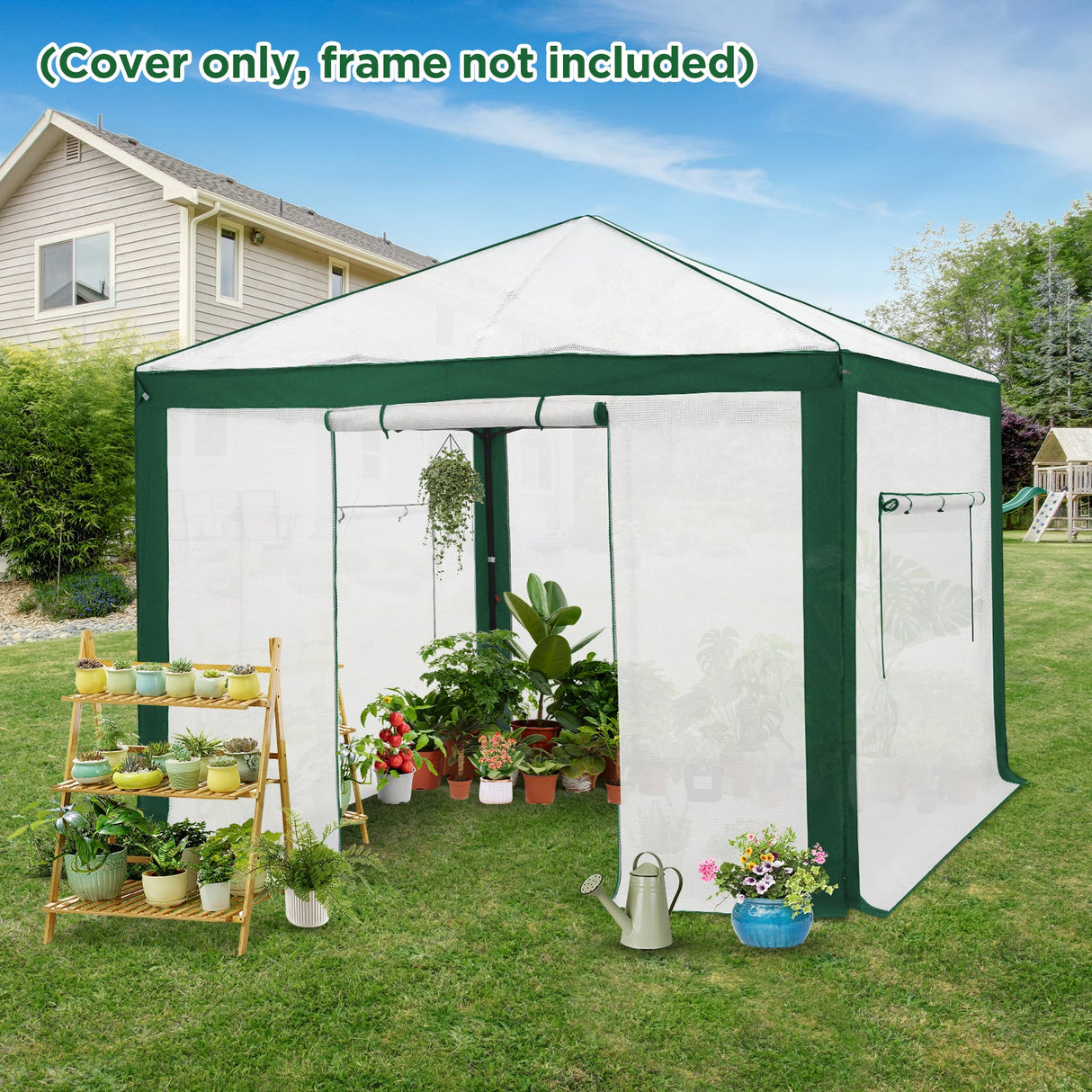 10X10 Replacement Top cover of Walk in Greenhouse with Polyester Reinforced Corners - Eagle Peak Custom Canopy Tent