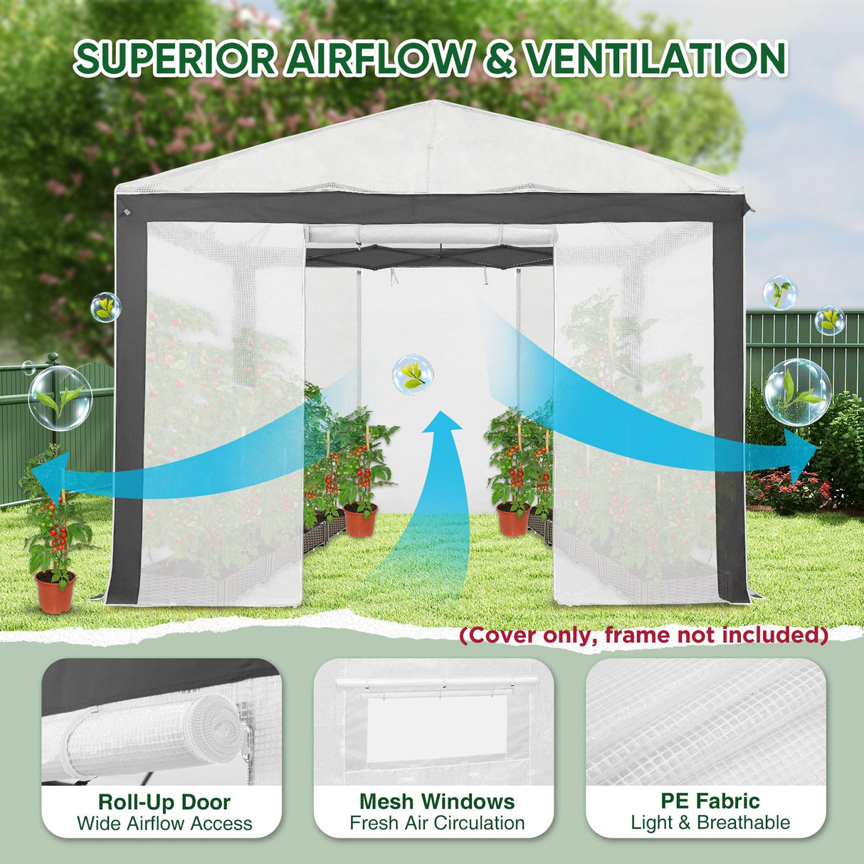 10X10 Replacement Top cover of Walk in Greenhouse with Polyester Reinforced Corners - Eagle Peak Custom Canopy Tent