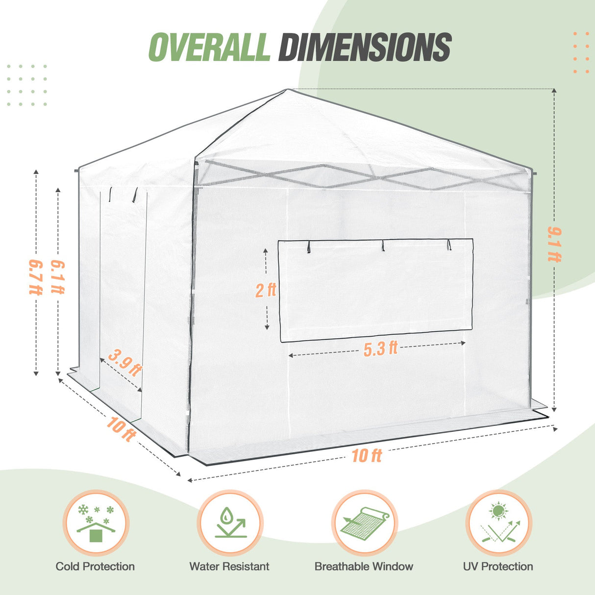10x10 Walk In Pop Up Greenhouse - Eagle Peak Custom Canopy Tent