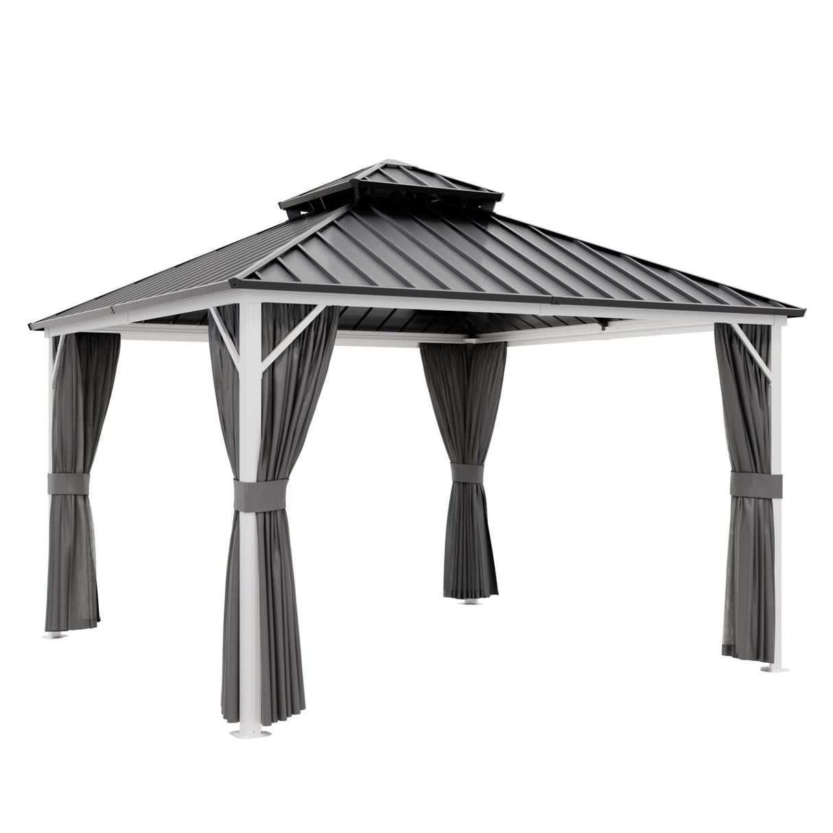 12x10/12x12/12x14/12x16/12x18/12x20 Hardtop Gazebo, Galvanized Steel Double Roof with Aluminum Frame - Eagle Peak Custom Canopy Tent