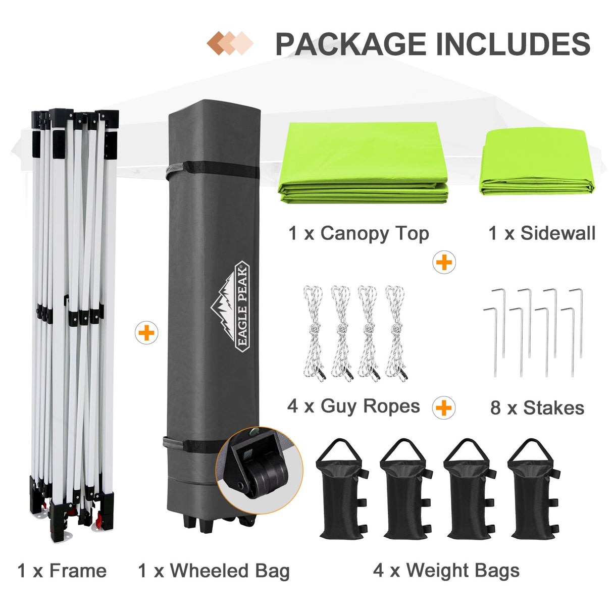 12x12 Commercial Heavy Duty Pop up Canopy with 1 Sidewall - Eagle Peak Custom Canopy Tent