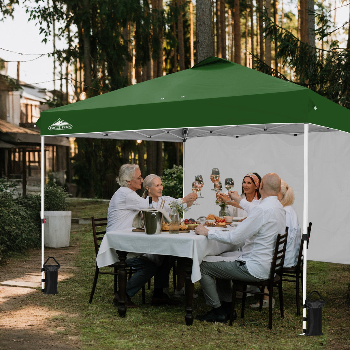 12x12 Commercial Heavy Duty Pop up Canopy with 1 Sidewall - Eagle Peak Custom Canopy Tent