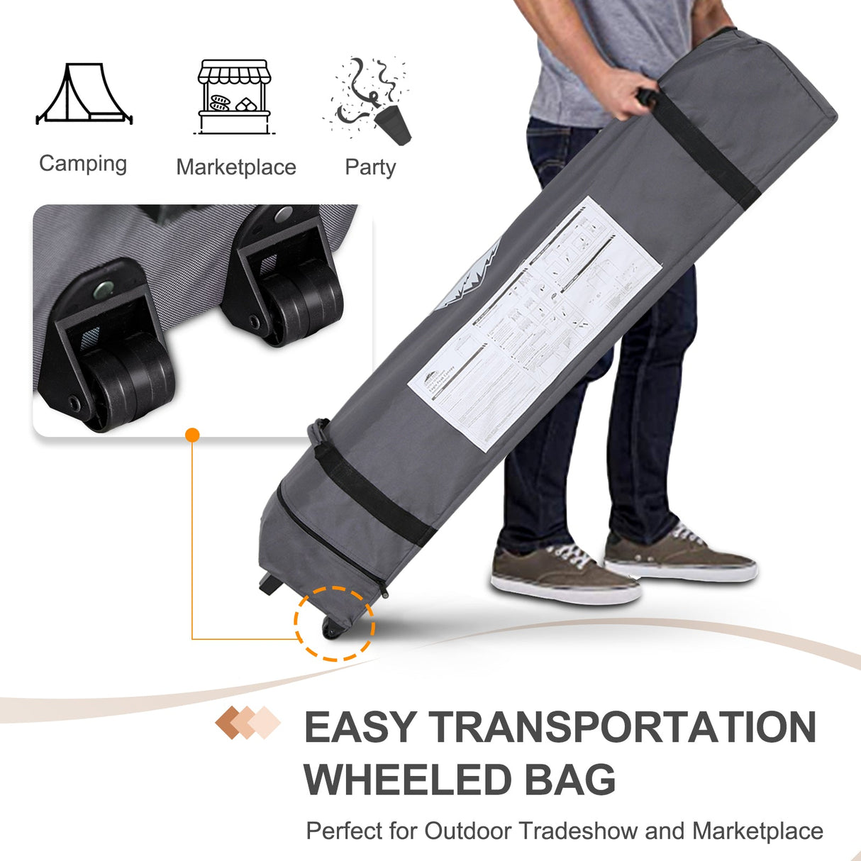 12x12 Commercial Heavy Duty Pop up Canopy with 1 Sidewall - Eagle Peak Custom Canopy Tent