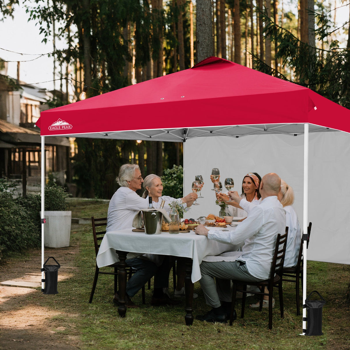 12x12 Commercial Heavy Duty Pop up Canopy with 1 Sidewall - Eagle Peak Custom Canopy Tent