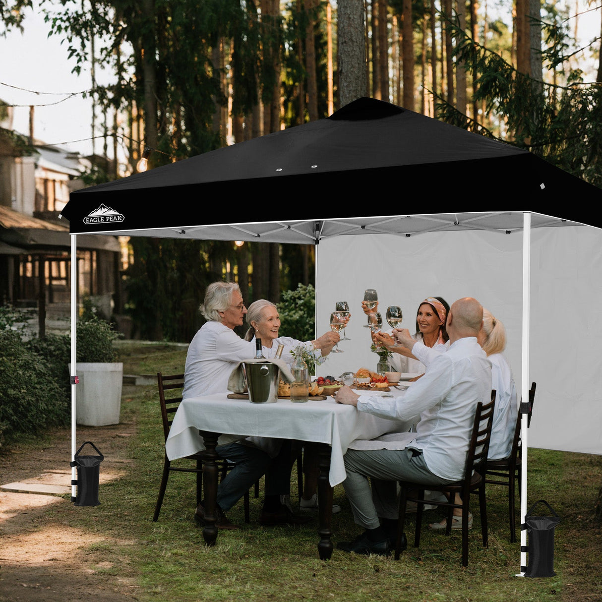 12x12 Commercial Heavy Duty Pop up Canopy with 1 Sidewall - Eagle Peak Custom Canopy Tent