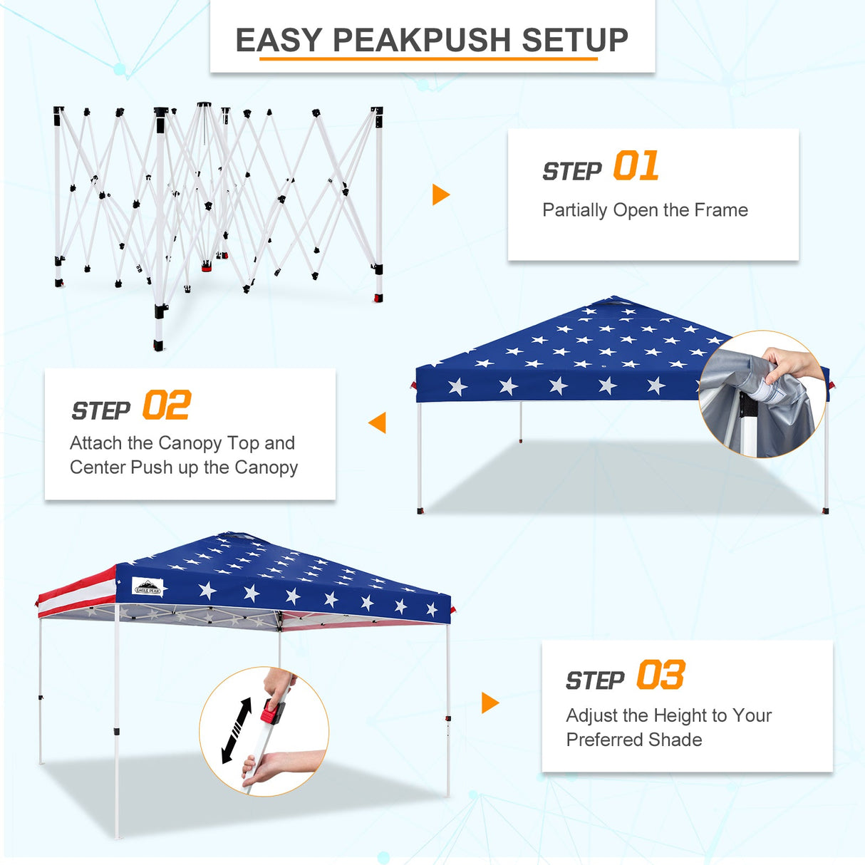 12x12 ft Pop Up Canopy Tent - Eagle Peak Custom Canopy Tent