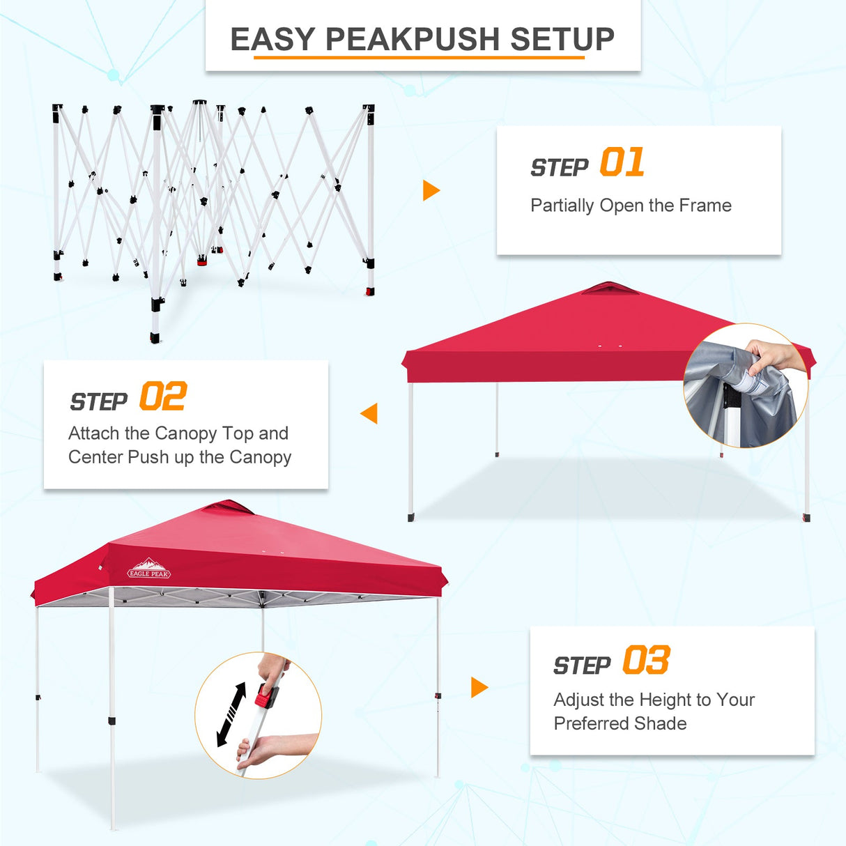 12x12 ft Pop Up Canopy Tent - Eagle Peak Custom Canopy Tent