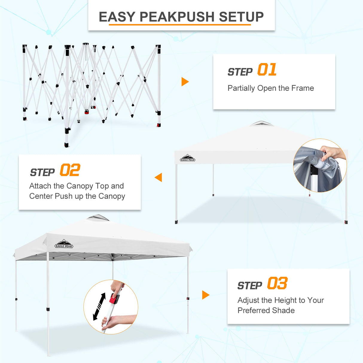 12x12 ft Pop Up Canopy Tent - Eagle Peak Custom Canopy Tent