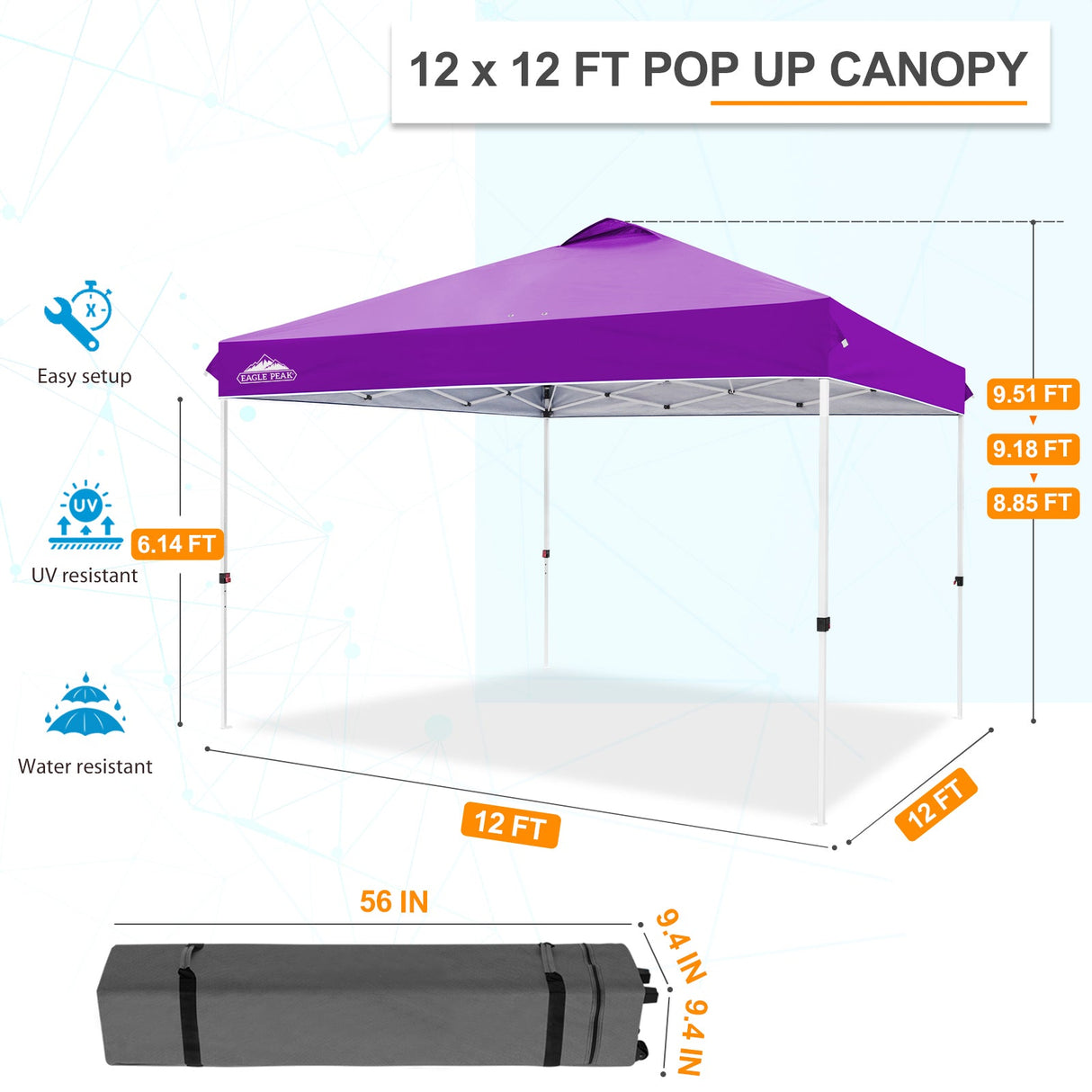 12x12 ft Pop Up Canopy Tent - Eagle Peak Custom Canopy Tent
