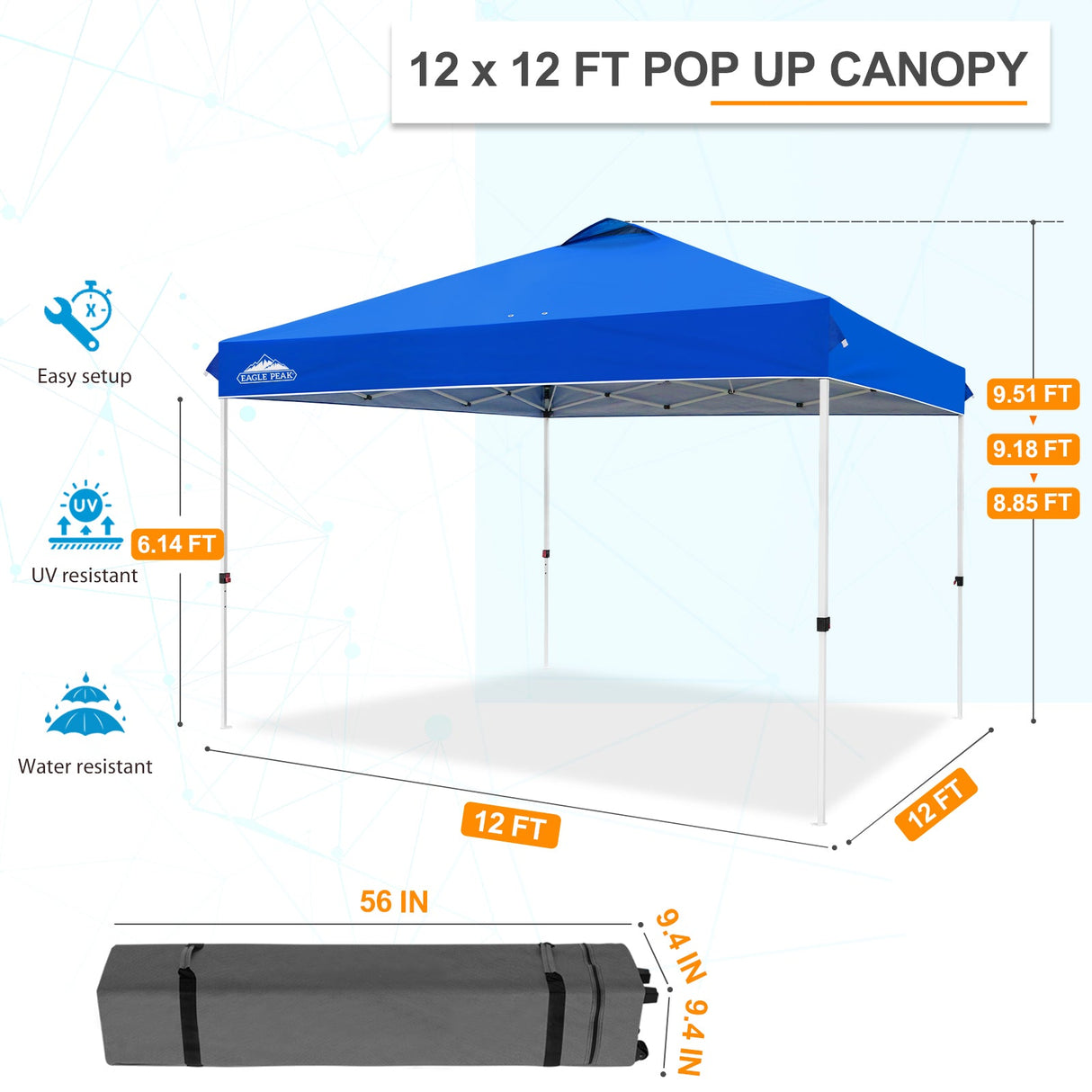 12x12 ft Pop Up Canopy Tent - Eagle Peak Custom Canopy Tent