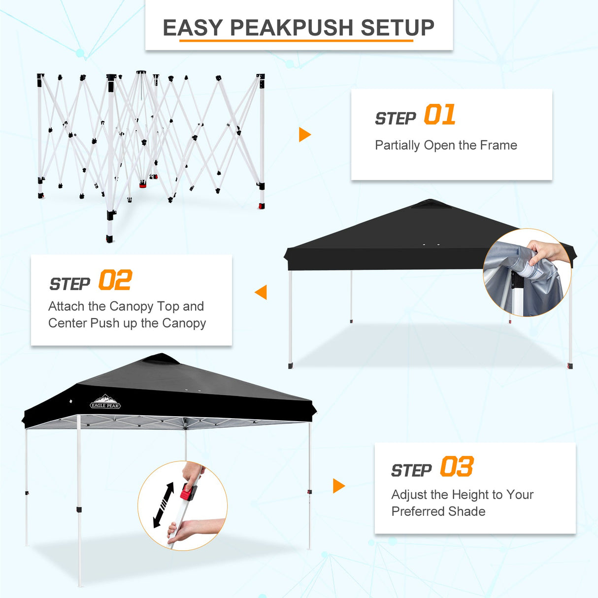 12x12 ft Pop Up Canopy Tent - Eagle Peak Custom Canopy Tent