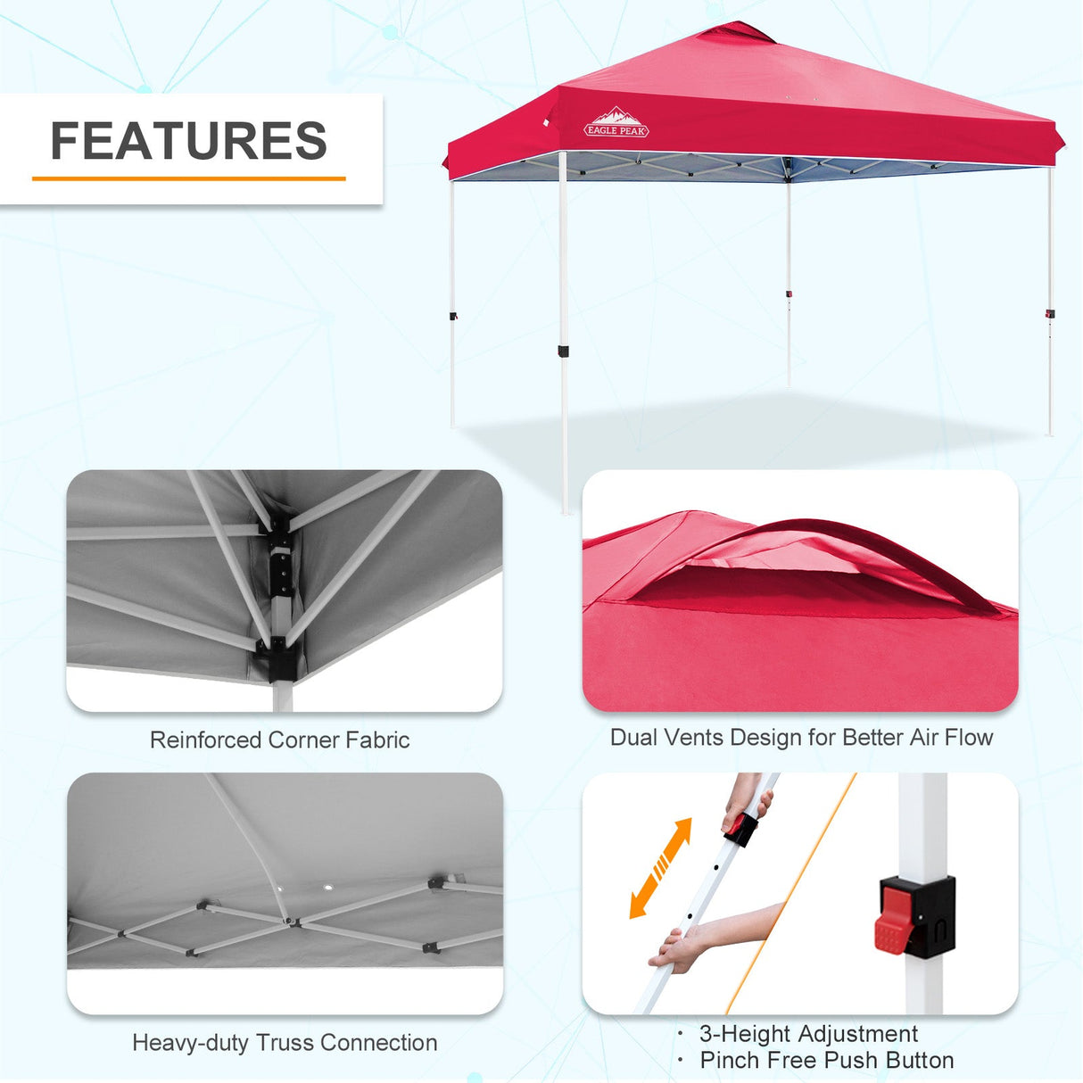 12x12 ft Pop Up Canopy Tent - Eagle Peak Custom Canopy Tent