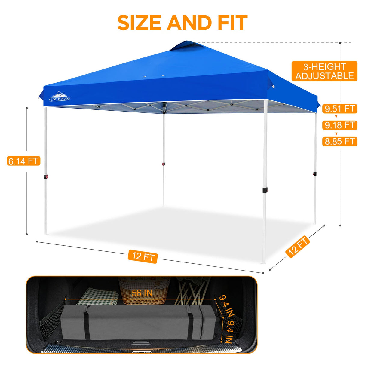 12x12 ft Pop Up Canopy Tent - Eagle Peak