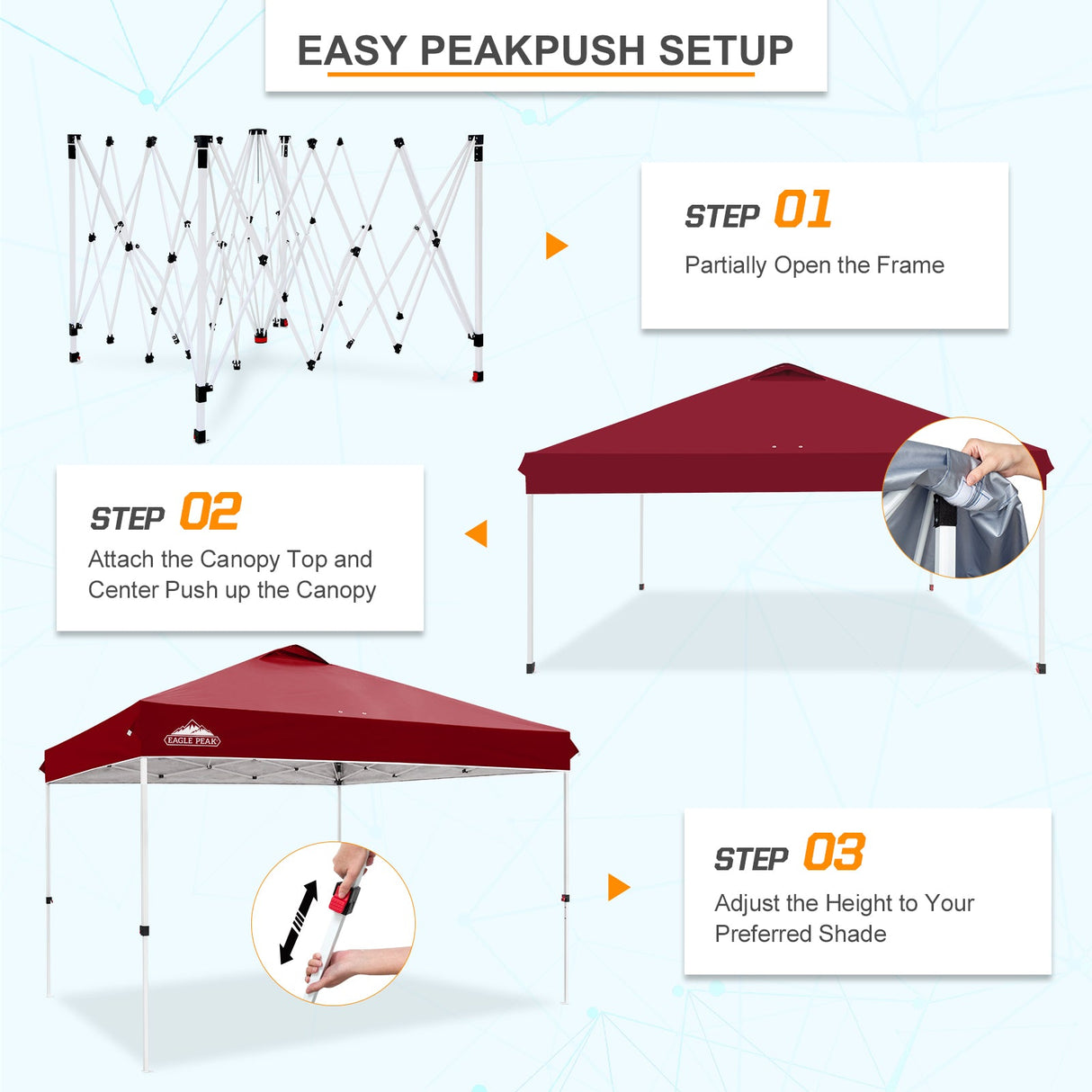 12x12 ft Pop Up Canopy Tent - Eagle Peak Custom Canopy Tent