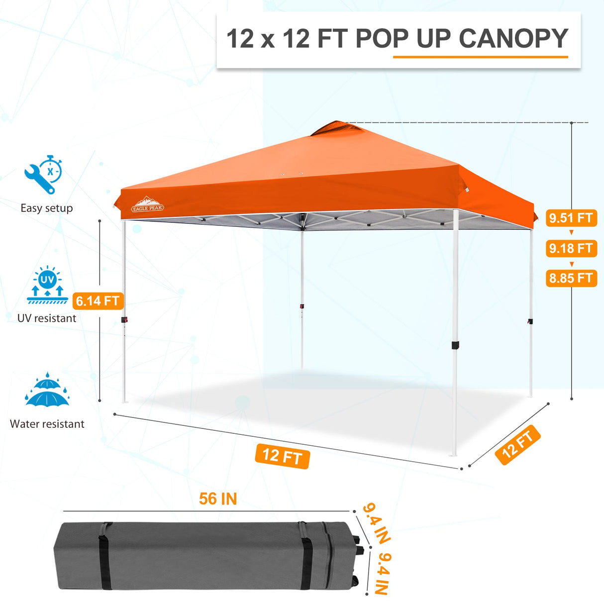 12x12 ft Pop Up Canopy Tent - Eagle Peak Custom Canopy Tent