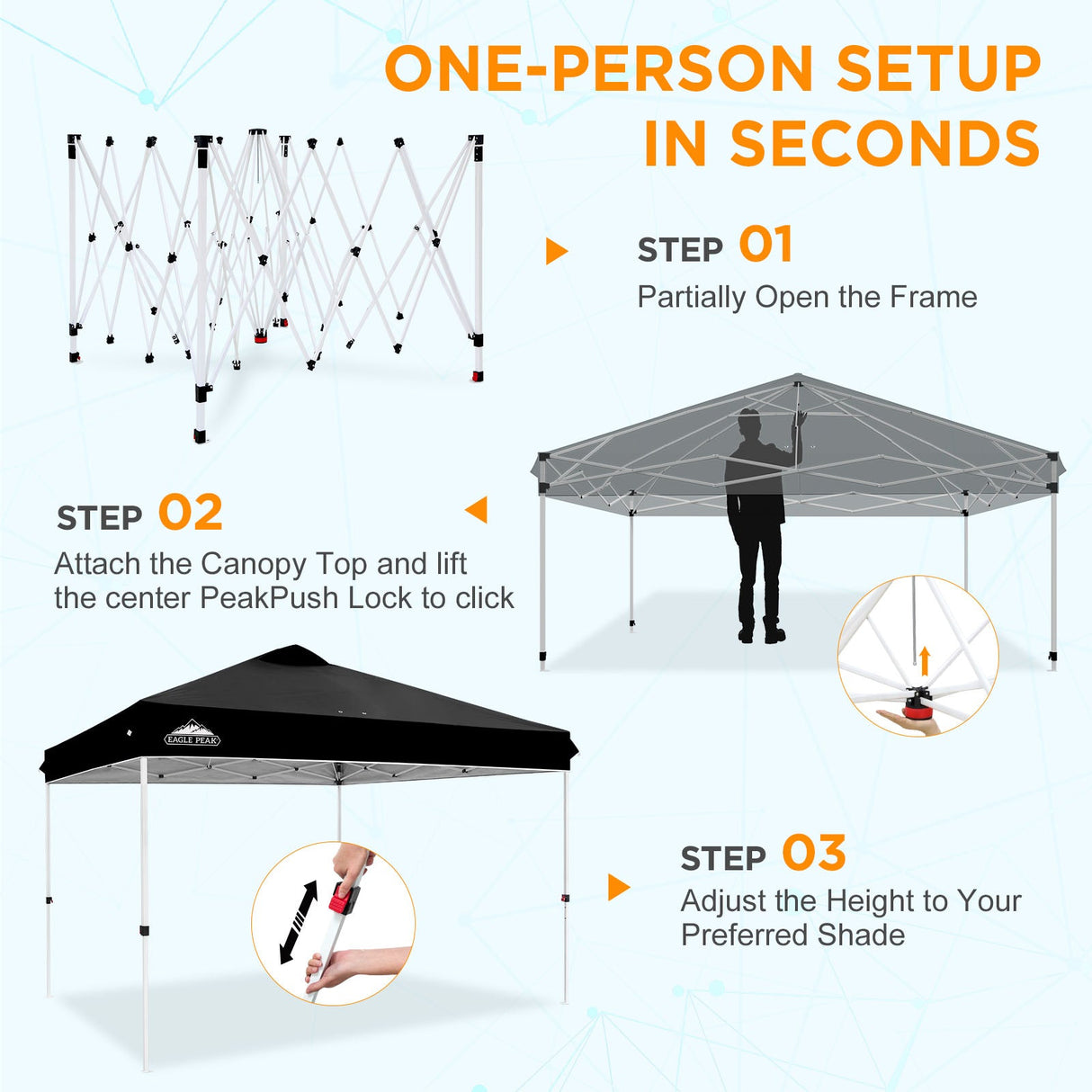 12x12 ft Pop Up Canopy Tent - Eagle Peak