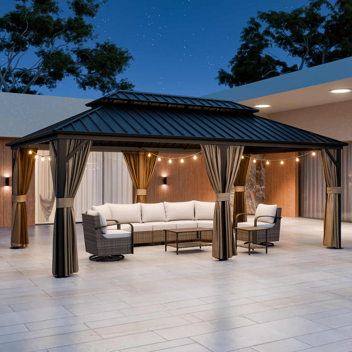 12x20 Hardtop Gazebo, Galvanized Steel Double Roof with Aluminum Frame - Eagle Peak Custom Canopy Tent