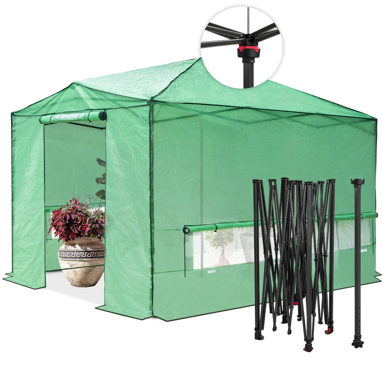 12x8 Portable Large Walk - in Pop Up Greenhouse - Eagle Peak