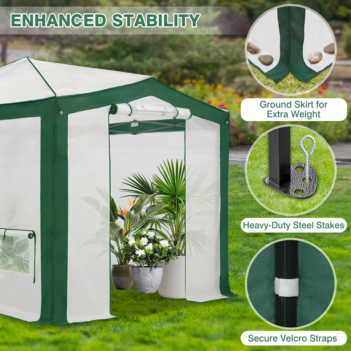 12x8 Portable Walk in Greenhouse with Polyester Reinforced Corners - Eagle Peak Custom Canopy Tent