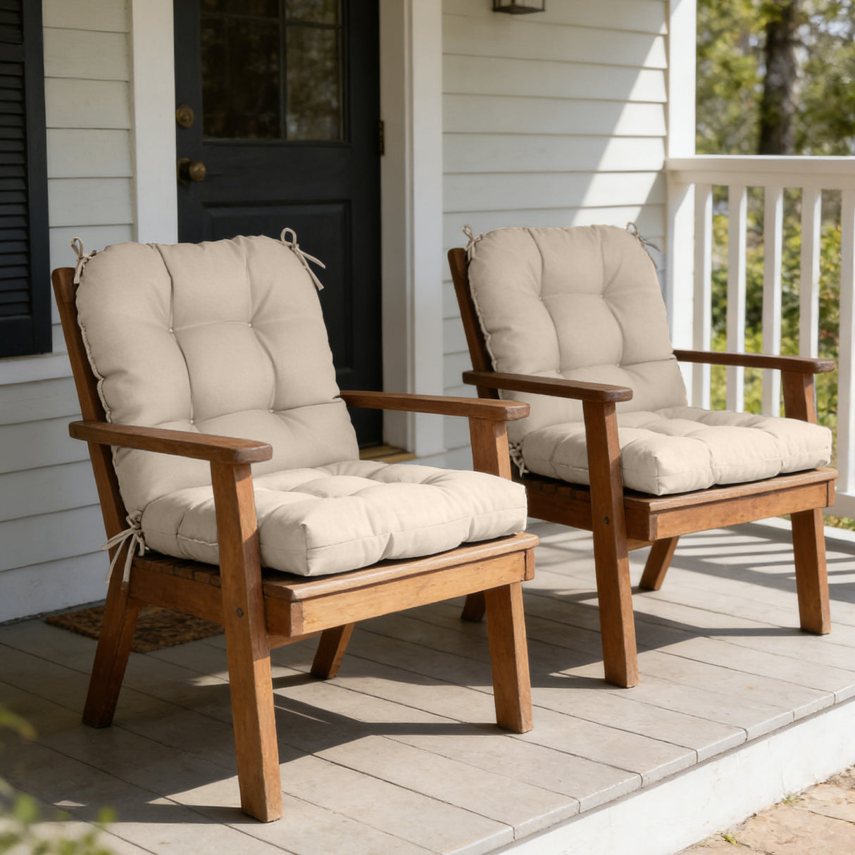 Tufted Outdoor/Indoor Seat/Back Chair Cushions, Set of 4, 42'' x 21''