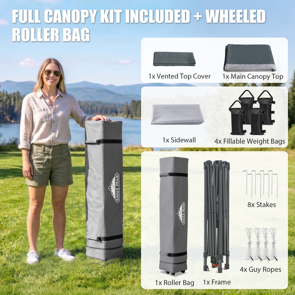 13x13 Pop Up Canopy Tent With Sidewall - Eagle Peak®