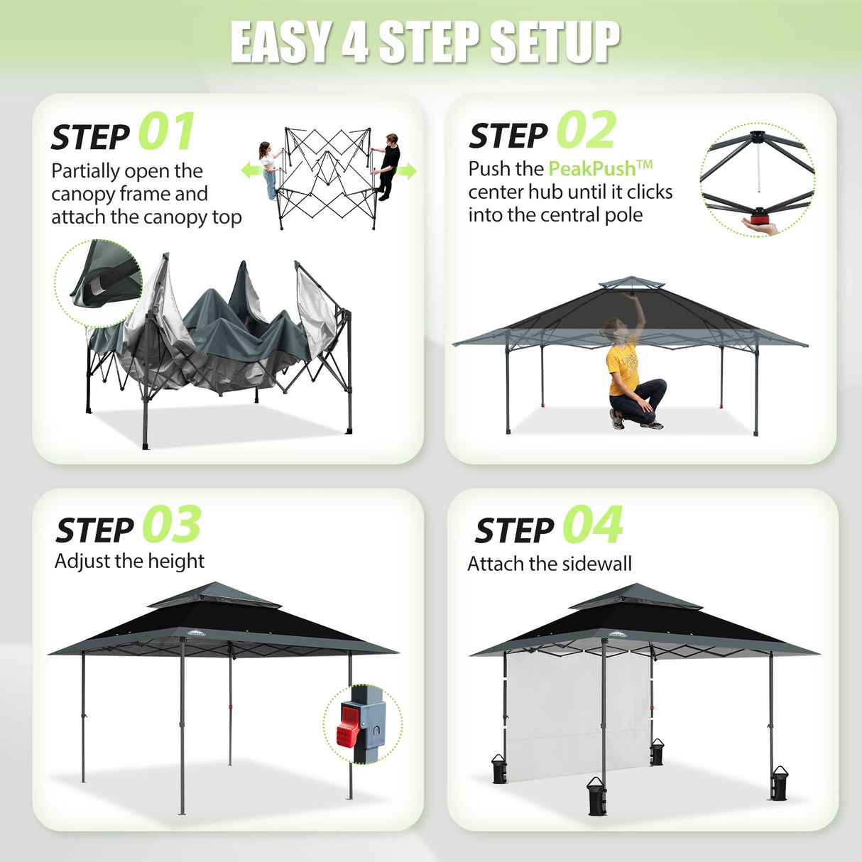 13x13 Pop Up Canopy Tent With Sidewall - Eagle Peak®