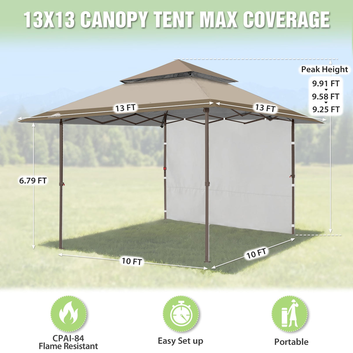 13x13 Pop Up Canopy Tent With Sidewall - Eagle Peak®