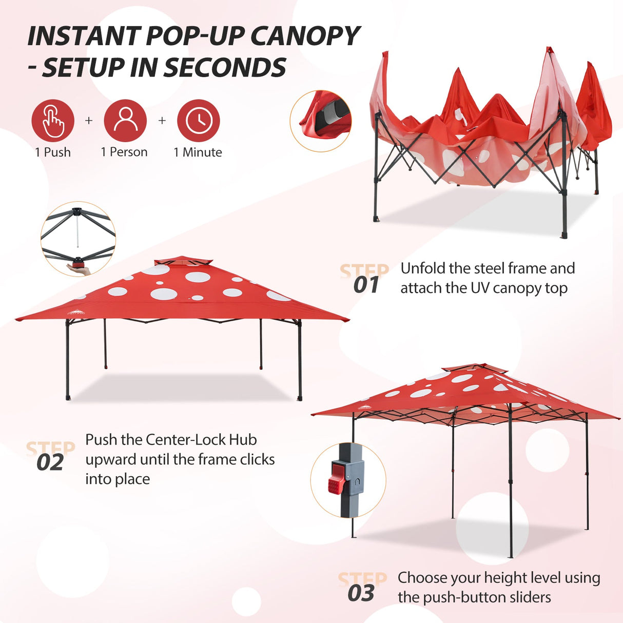 13x13 Straight Leg Pop Up Canopy Tent with 169 sqft of Shade - Eagle Peak®