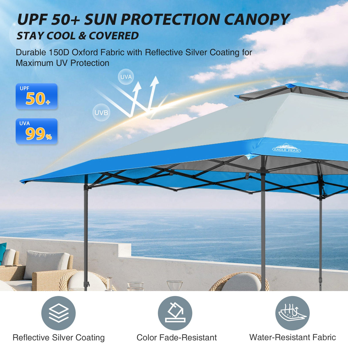 13x13 Straight Leg Pop Up Canopy Tent with 169 sqft of Shade - Eagle Peak Custom Canopy Tent
